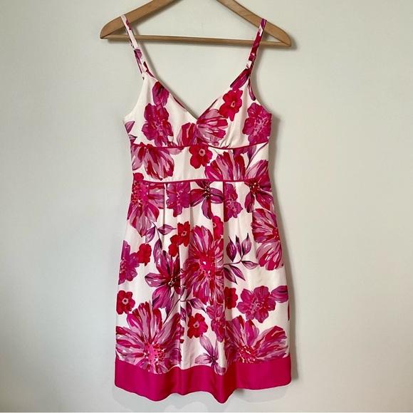 Vintage Guess Y2K Silk Babydoll Sundress Pink Floral Fit and Flare Size Small - Picture 6 of 12